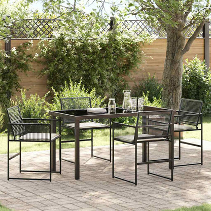 Garten Essgruppe 5 Pcs Schwarz Poly-Rattan