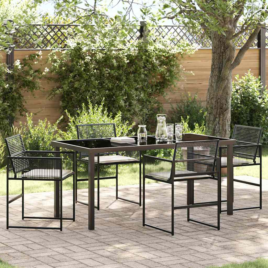 Garten Essgruppe 5 Pcs Schwarz Poly-Rattan