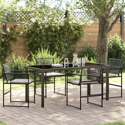 Garten Essgruppe 5 Pcs Schwarz Poly-Rattan