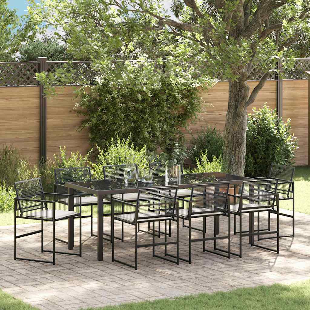 Garten Essgruppe 5 Pcs Schwarz Poly-Rattan