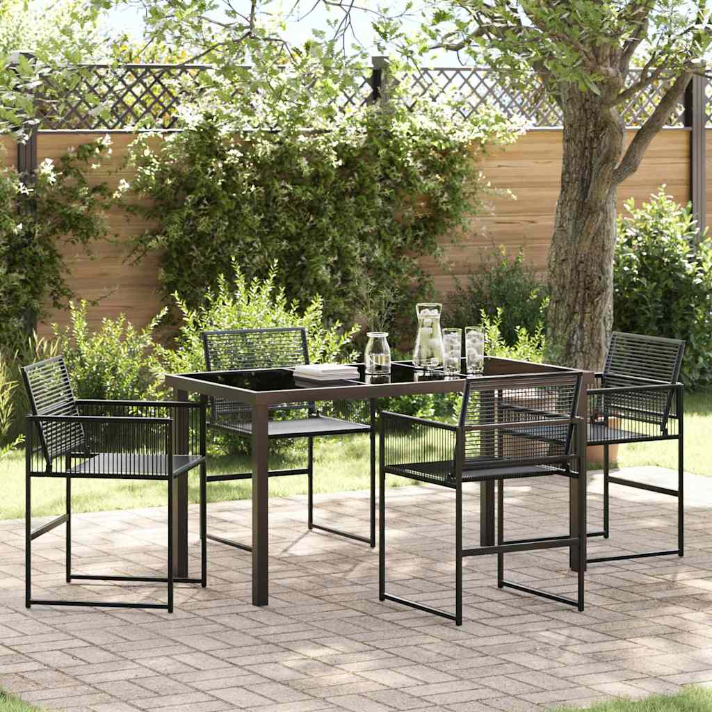 Garten Essgruppe 5 Pcs Schwarz Poly-Rattan