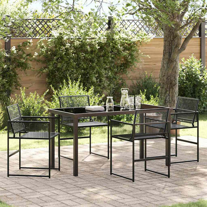 Garten Essgruppe 5 Pcs Schwarz Poly-Rattan