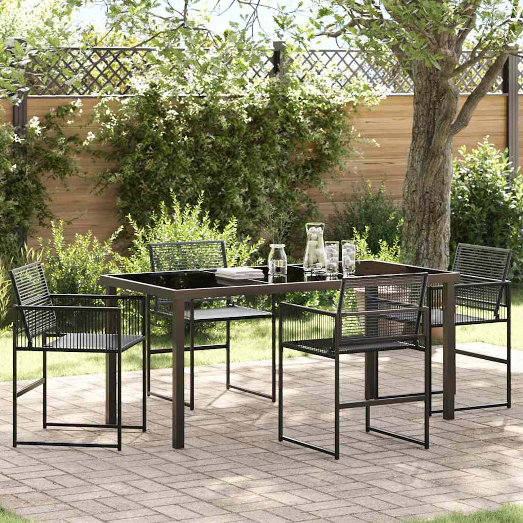 Garten Essgruppe 5 Pcs Schwarz Poly-Rattan