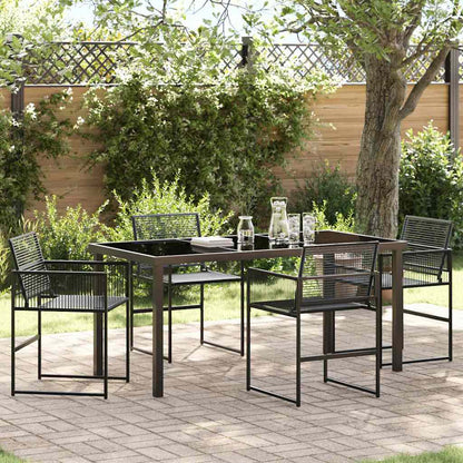 Garten Essgruppe 5 Pcs Schwarz Poly-Rattan