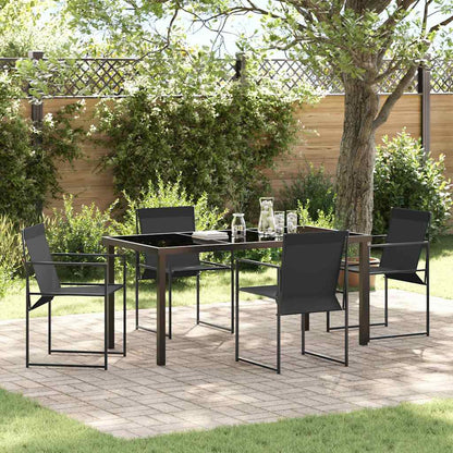 Garten Essgruppe 5 Pcs Schwarz Textilene Und Stahl