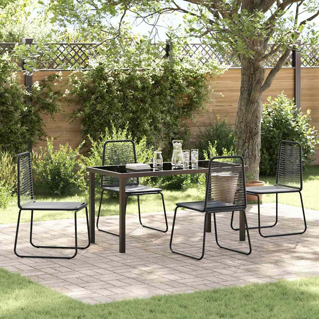 Garten Essgruppe 7 Pcs Schwarz Pulverbeschichteter Stahl