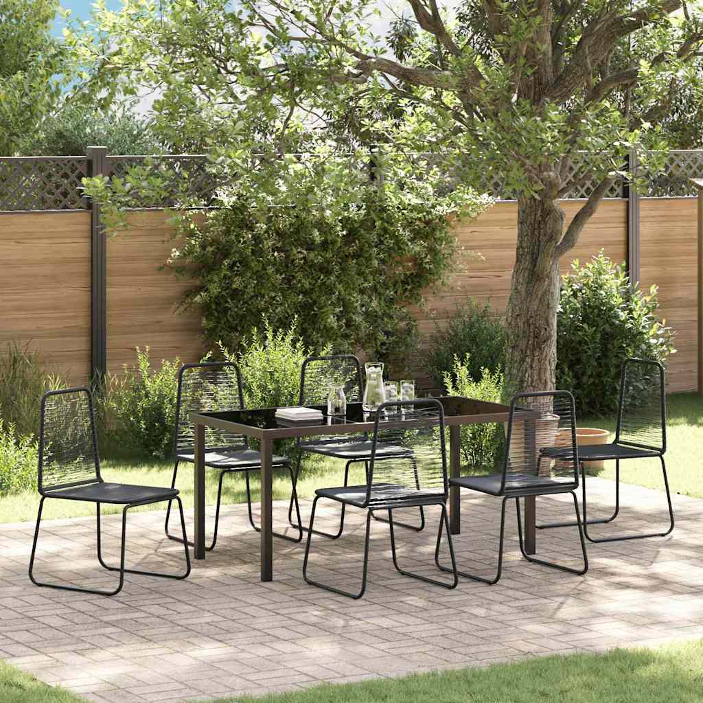 Garten Essgruppe 7 Pcs Schwarz Pulverbeschichteter Stahl