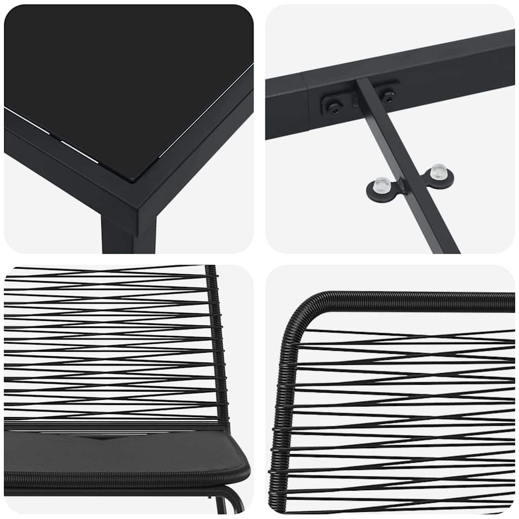 Garten Essgruppe 7 Pcs Schwarz Pulverbeschichteter Stahl