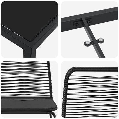 Garten Essgruppe 7 Pcs Schwarz Pulverbeschichteter Stahl