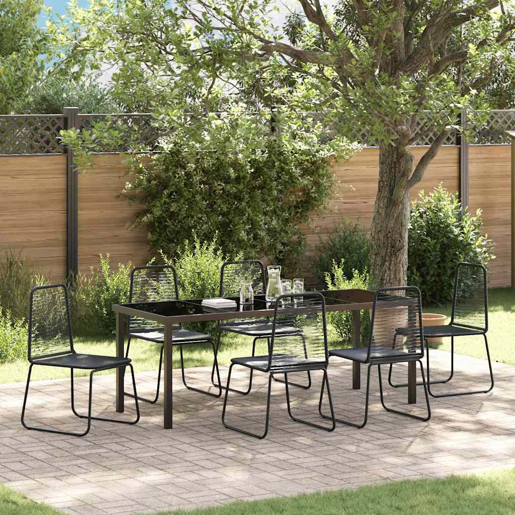 Garten Essgruppe 7 Pcs Schwarz Pulverbeschichteter Stahl