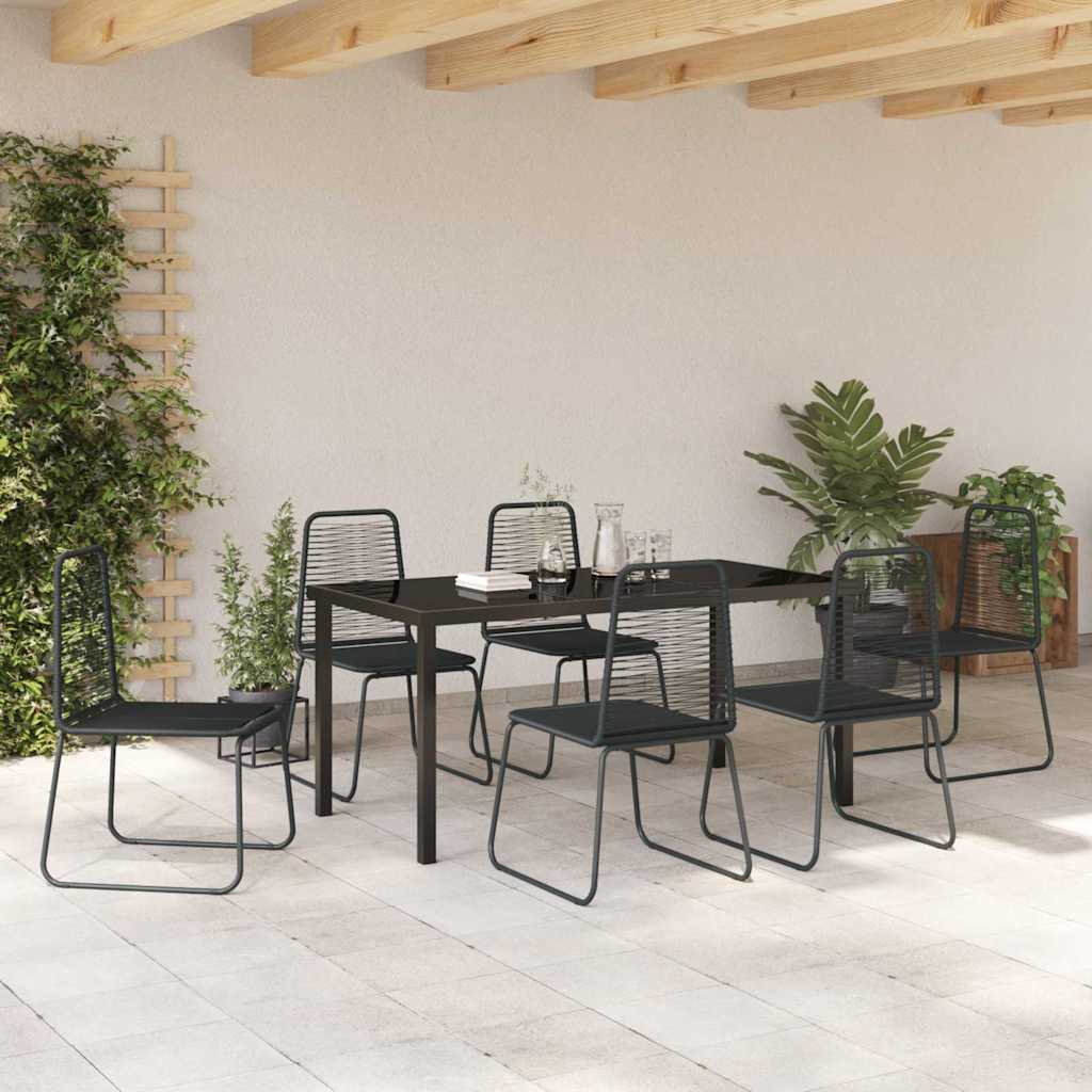 Garten Essgruppe 7 Pcs Schwarz Pulverbeschichteter Stahl
