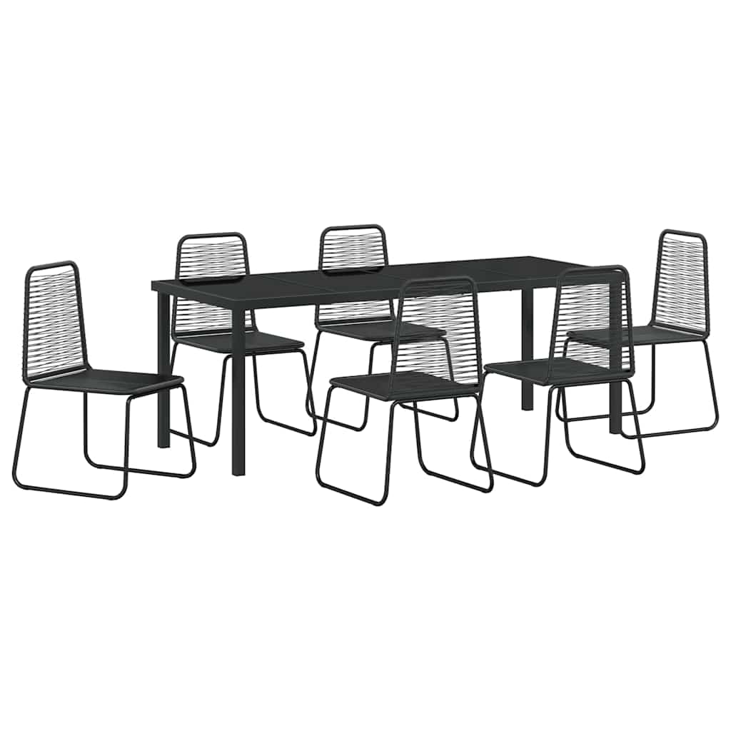 Garten Essgruppe 7 Pcs Schwarz Pulverbeschichteter Stahl