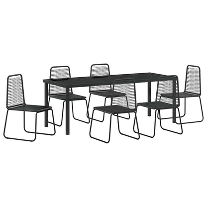 Garten Essgruppe 7 Pcs Schwarz Pulverbeschichteter Stahl