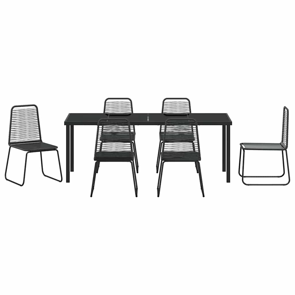 Garten Essgruppe 7 Pcs Schwarz Pulverbeschichteter Stahl