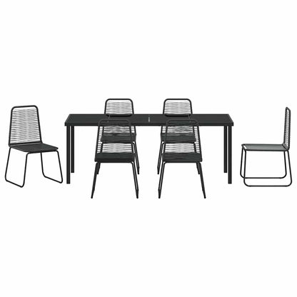 Garten Essgruppe 7 Pcs Schwarz Pulverbeschichteter Stahl