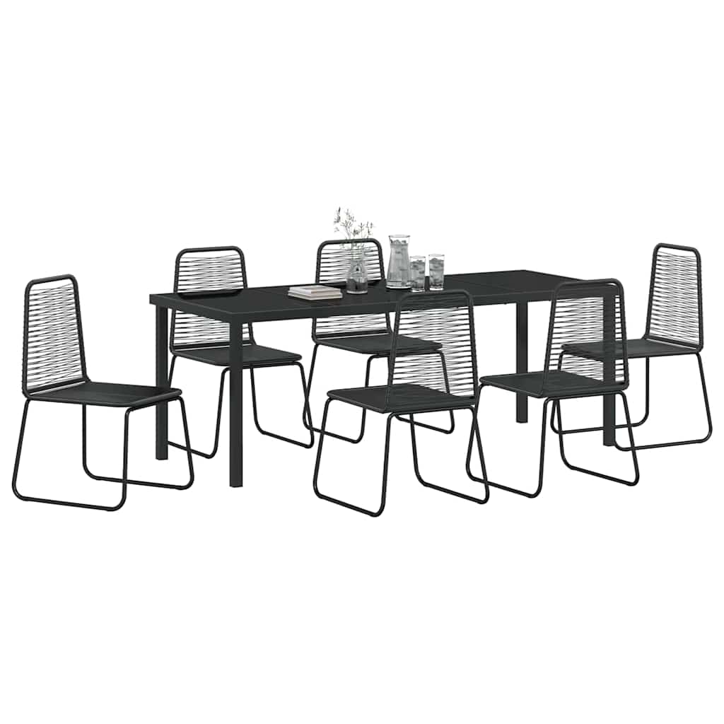 Garten Essgruppe 7 Pcs Schwarz Pulverbeschichteter Stahl