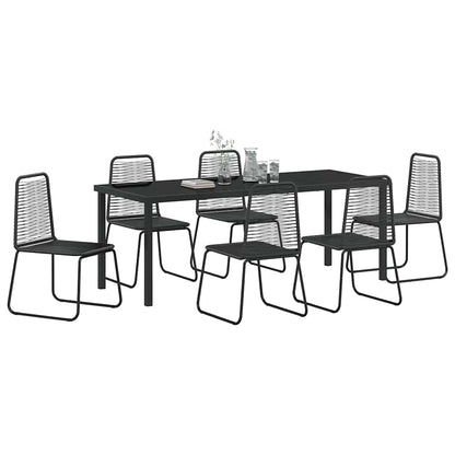 Garten Essgruppe 7 Pcs Schwarz Pulverbeschichteter Stahl