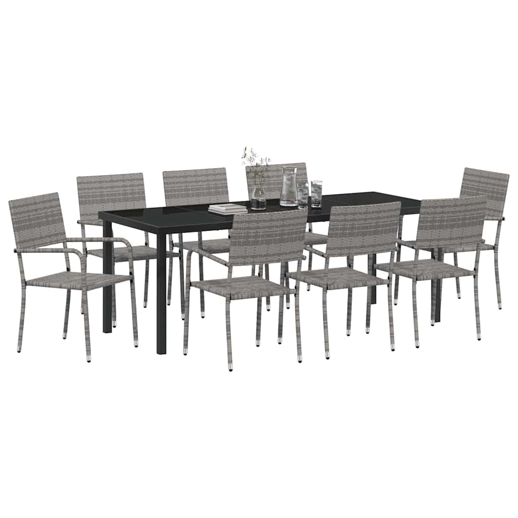 Garten Essgruppe Mit Kissen 9 Pcs Poly-Rattan