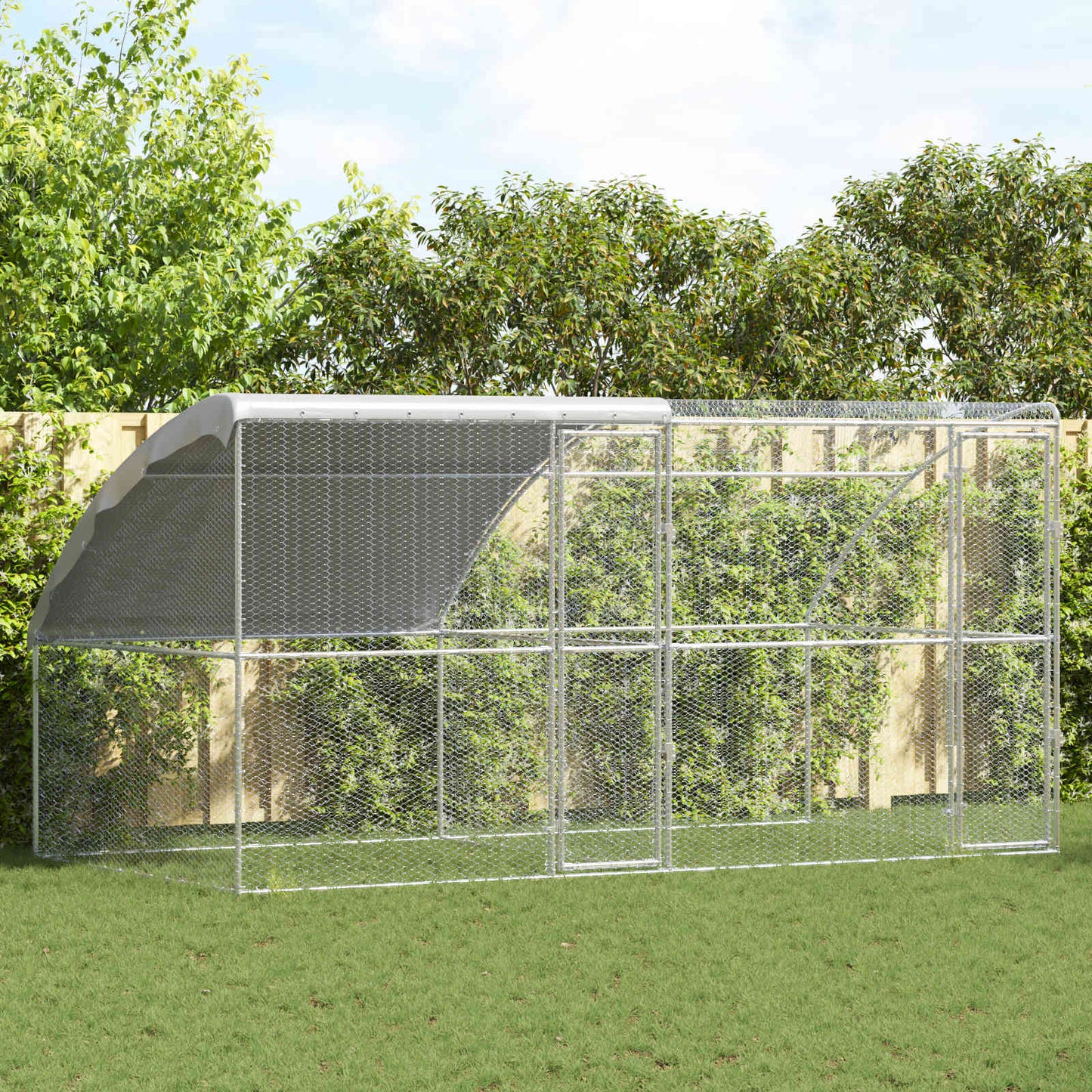 Hühnerkäfig 3 Pcs Silber 600 X 200 X 200 Cm Stahl Und Pe