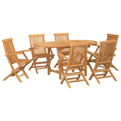 Garten Essgruppe 7 Pcs Braun Massivholz Teak