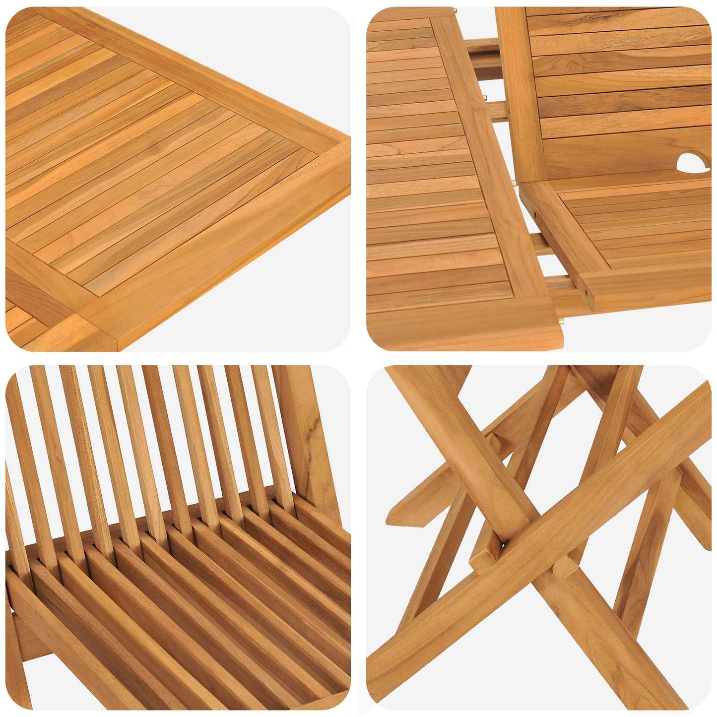 Garten Essgruppe 7 Pcs Braun Massivholz Teak