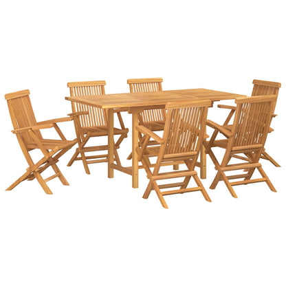 Garten Essgruppe 7 Pcs Braun Massivholz Teak