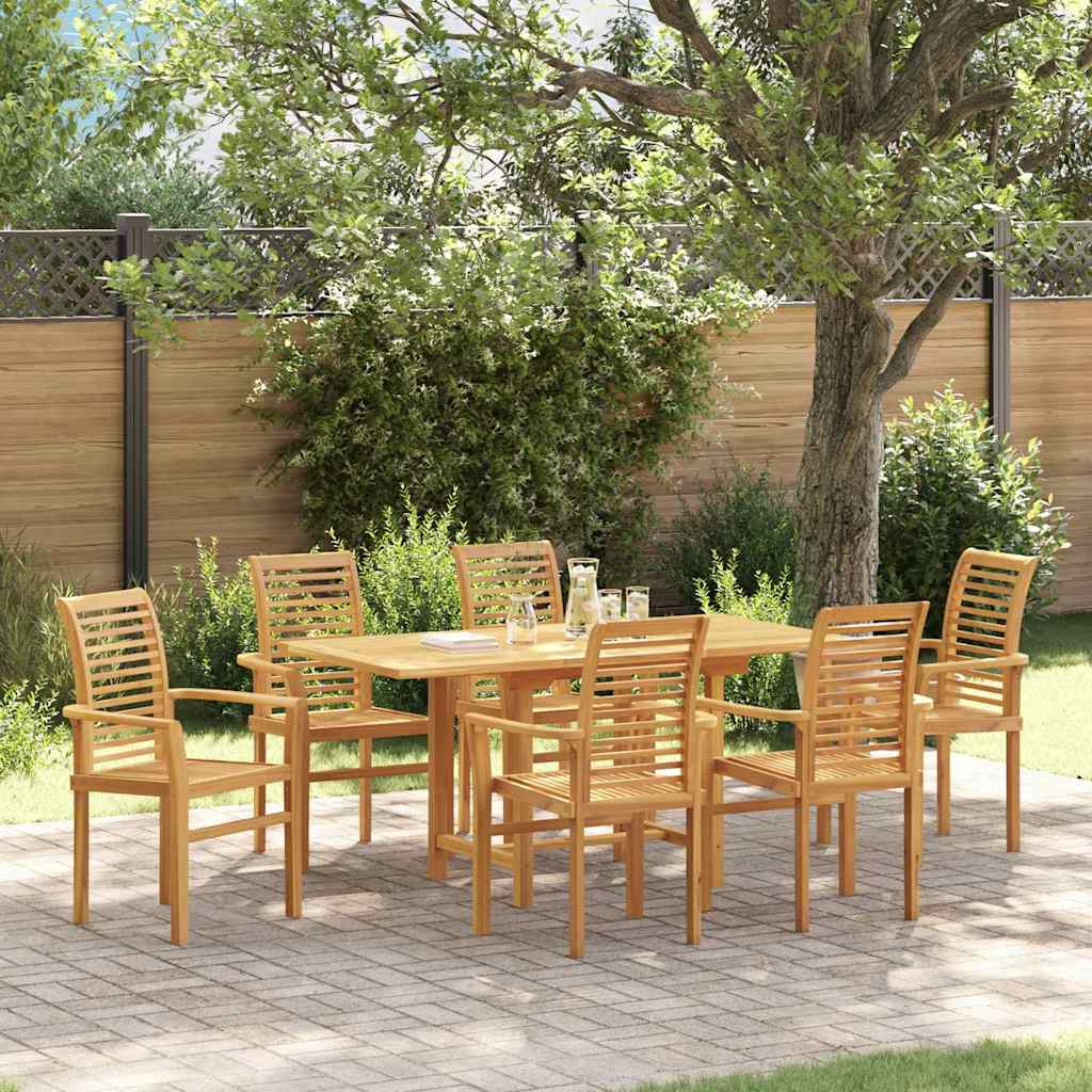 Garten Essgruppe 7 Pcs Braun Massivholz Teak
