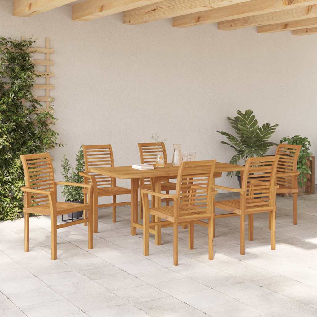 Garten Essgruppe 7 Pcs Braun Massivholz Teak