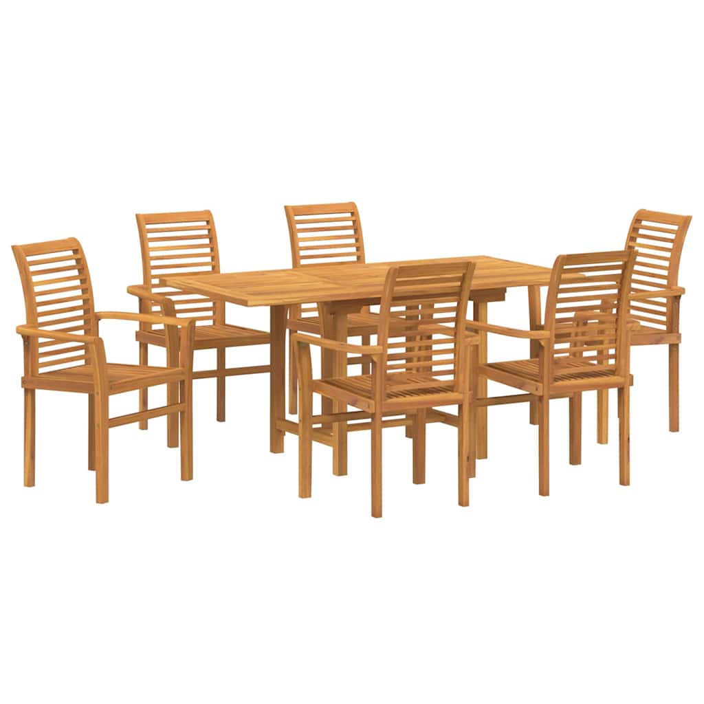 Garten Essgruppe 7 Pcs Braun Massivholz Teak
