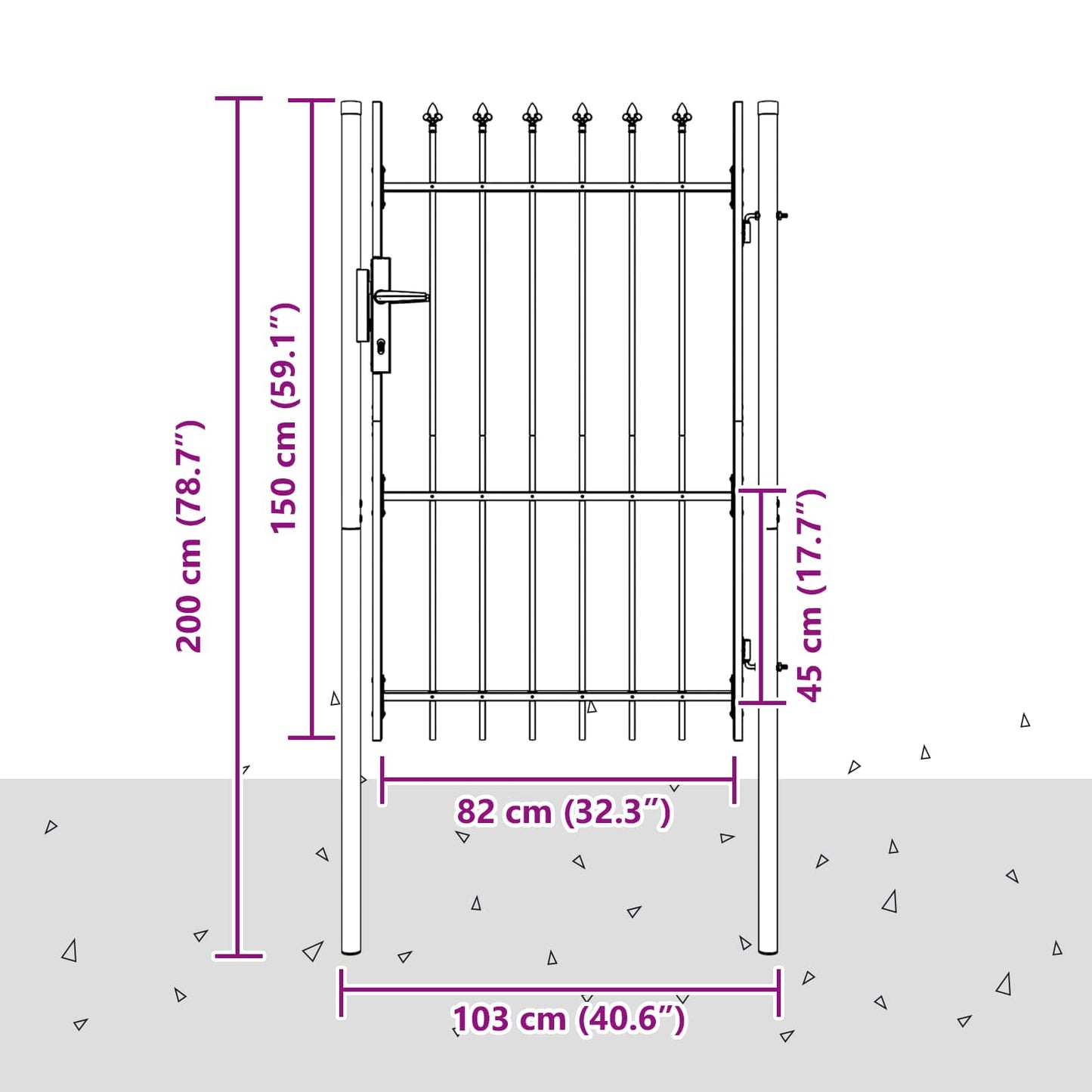 Zauntor Boxtel 103 X 200 Cm Pulverbeschichteter Stahl Grau