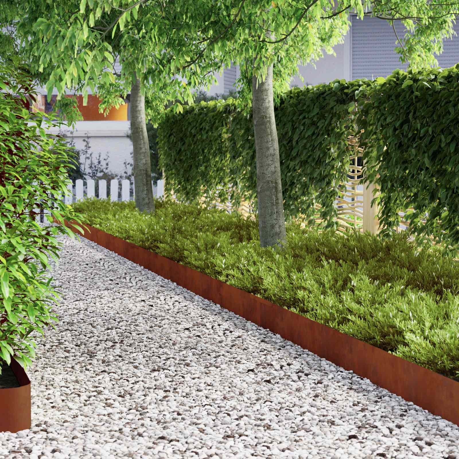 Raseneinfassung 4 Pcs Rostig 450 X 0,05 X 25 Cm