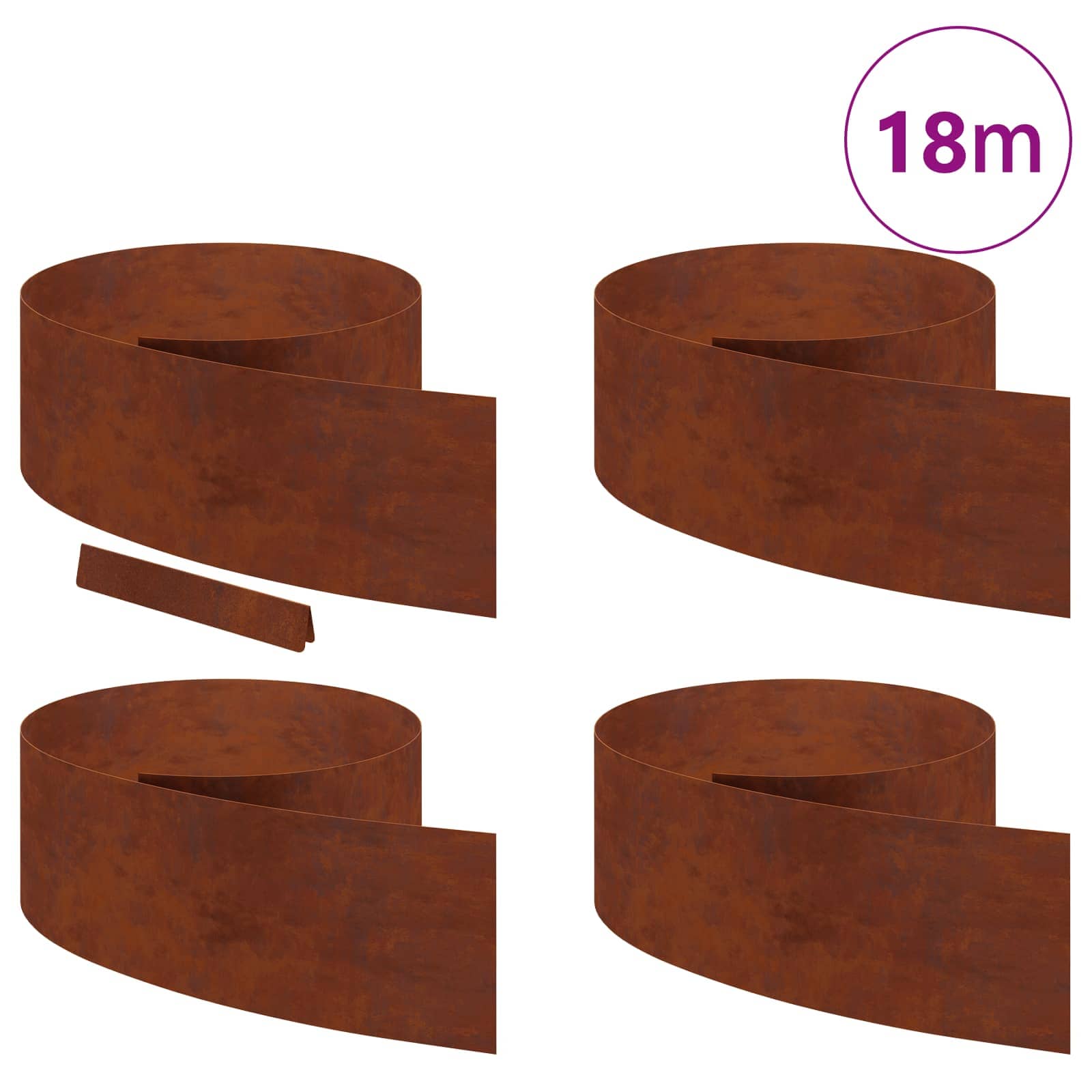 Raseneinfassung 4 Pcs Rostig 450 X 0,05 X 25 Cm