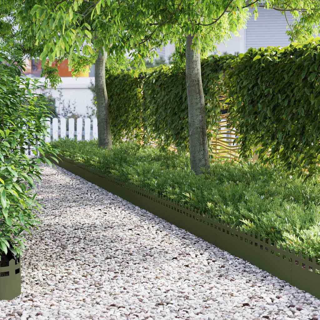 Rasenkanten 30 Pcs Olive Grün 103 X 0,05 X 22 Cm Stahl Olivgrün