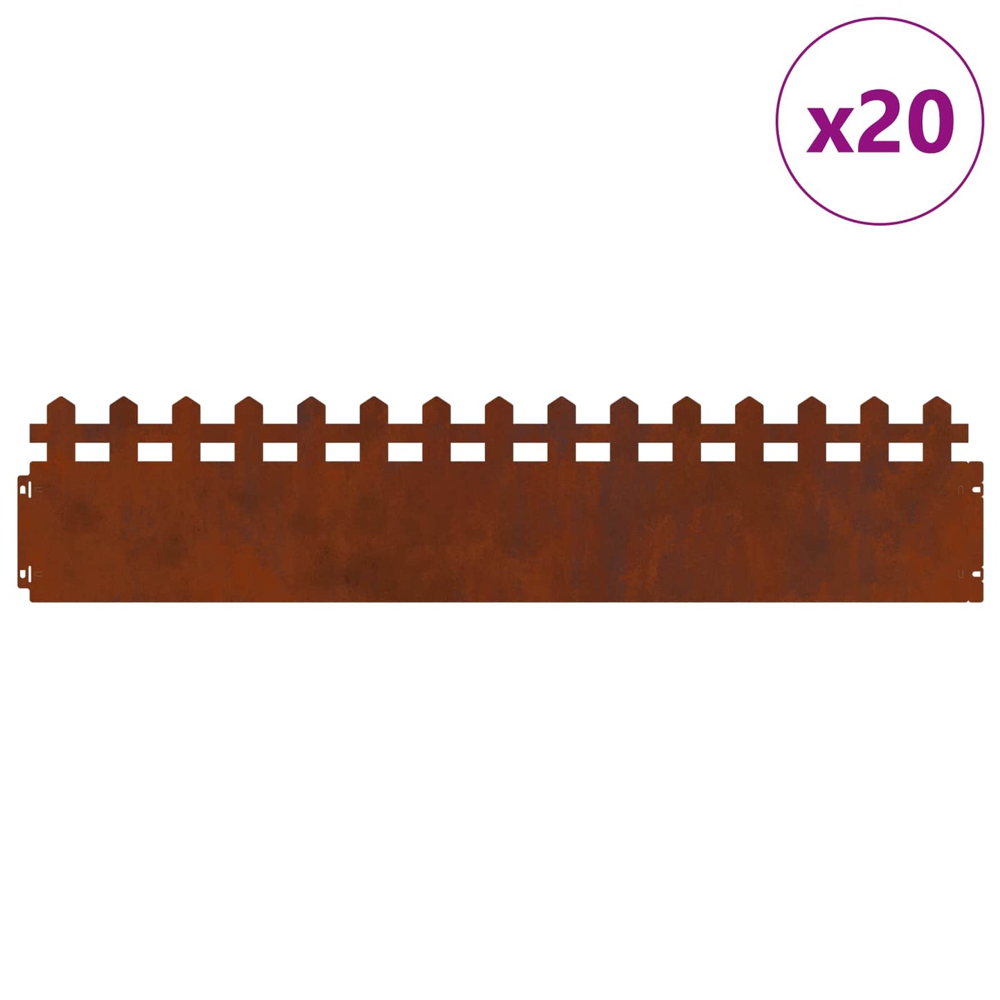 Rasenkanten 20 Pcs Rostig 103 X 0,05 X 22 Cm Wetterfeststahl