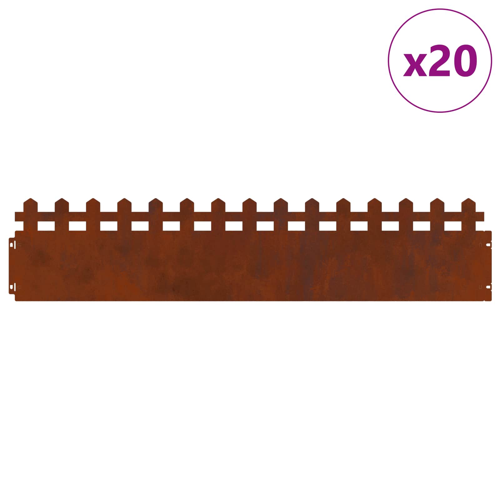 Rasenkanten 20 Pcs Rostig 103 X 0,05 X 22 Cm Wetterfeststahl