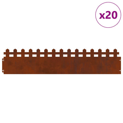 Rasenkanten 20 Pcs Rostig 103 X 0,05 X 22 Cm Wetterfeststahl