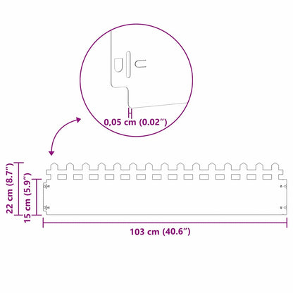 Rasenkanten 20 Pcs Rostig 103 X 0,05 X 22 Cm Wetterfeststahl
