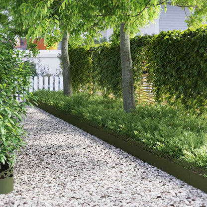 Rasenkanten 30 Pcs Olive Grün 103 X 0,05 X 22 Cm Stahl Olivgrün