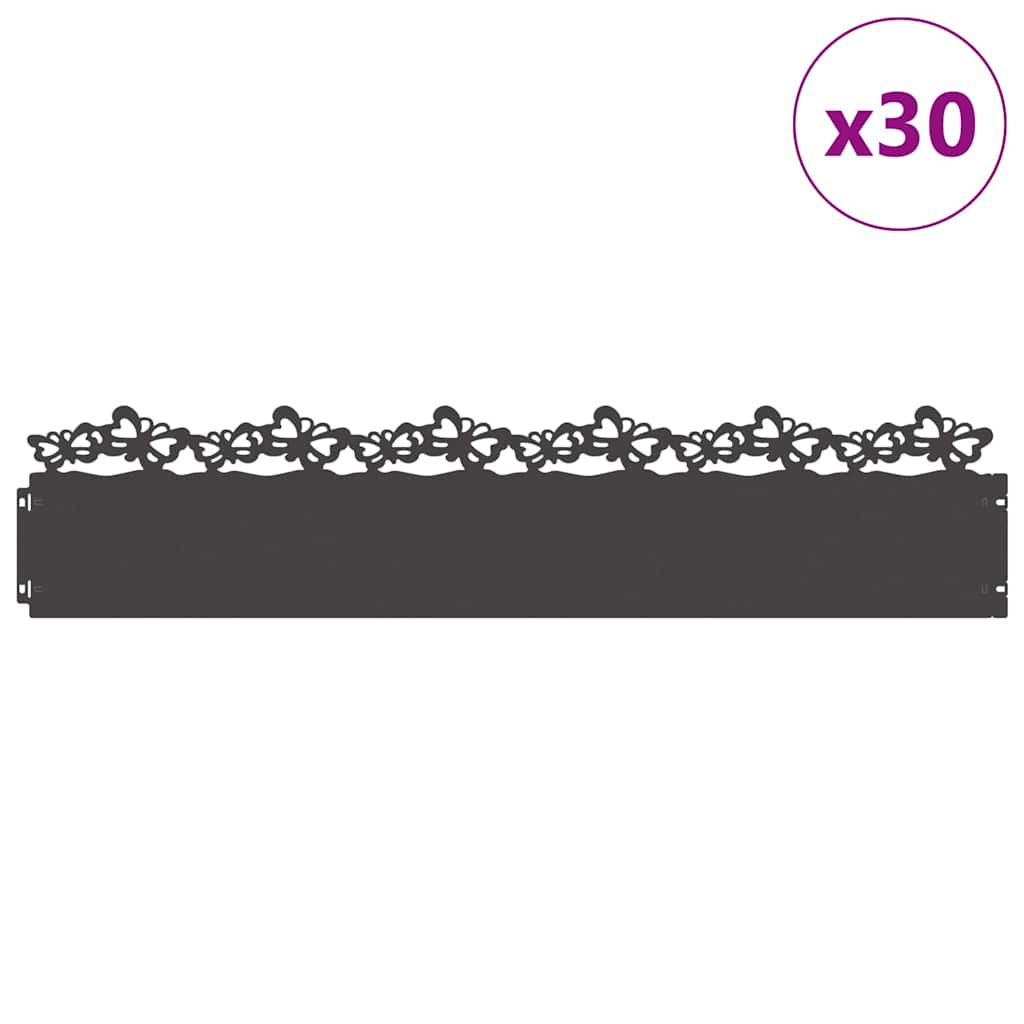 Rasenkanten 30 Pcs 103 X 0,05 X 22 Cm Stahl Schwarz