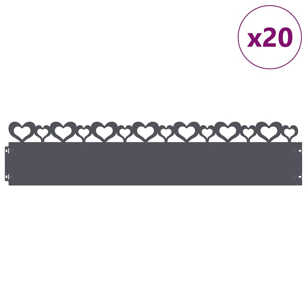 Rasenkanten 20 Pcs 103 X 0,05 X 22 Cm Stahl Anthrazit