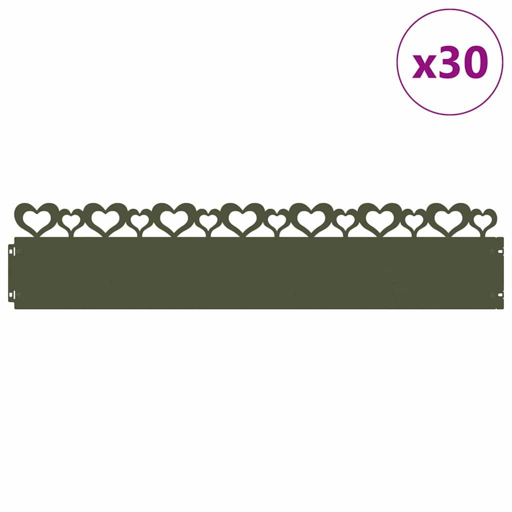 Rasenkanten 30 Pcs Olive Grün 103 X 0,05 X 22 Cm Stahl Olivgrün