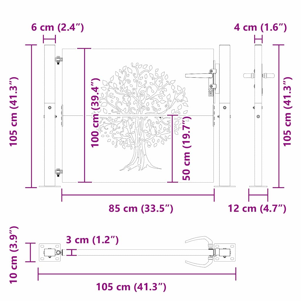 Gartentor 110 X 105 Cm Pulverbeschichteter Stahl
