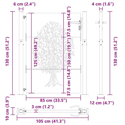 Gartentor 110 X 130 Cm Pulverbeschichteter Stahl