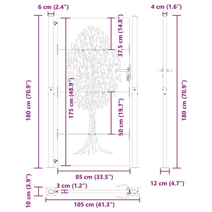 Gartentor 110 X 180 Cm Pulverbeschichteter Stahl
