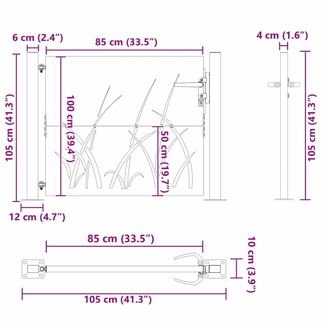 Gartentor 110 X 105 Cm Pulverbeschichteter Stahl