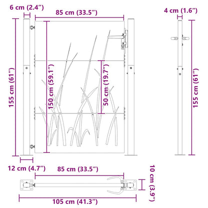 Gartentor 110 X 155 Cm Pulverbeschichteter Stahl