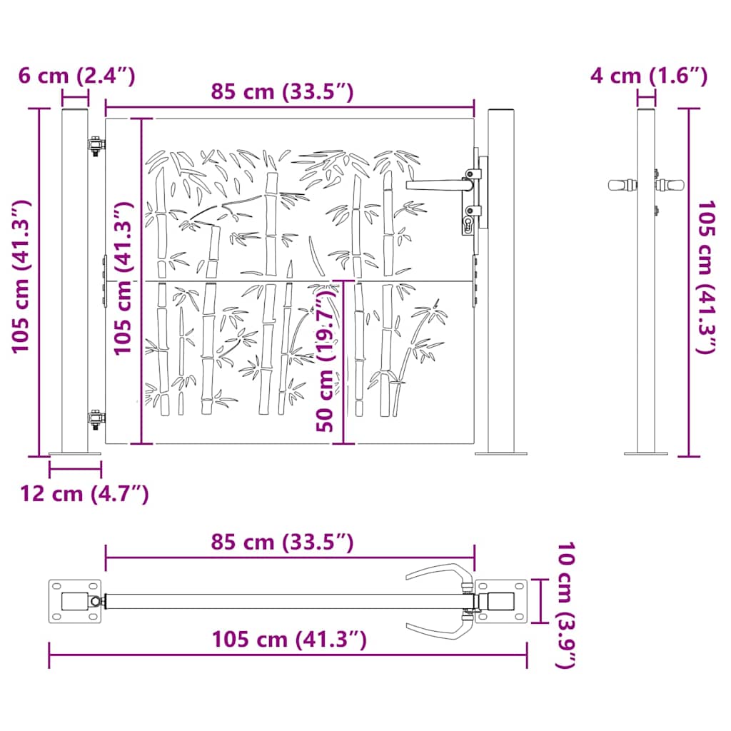 Gartentor 110 X 105 Cm Pulverbeschichteter Stahl