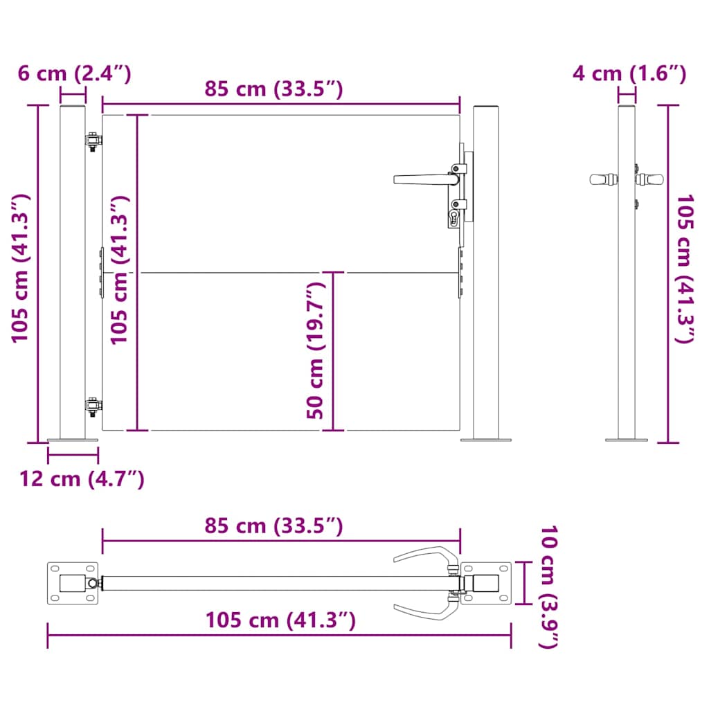 Gartentor 110 X 105 Cm Pulverbeschichteter Stahl
