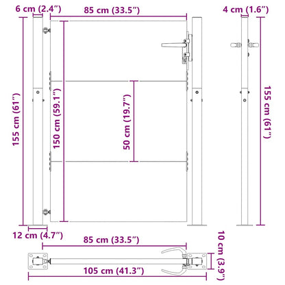 Gartentor 110 X 155 Cm Pulverbeschichteter Stahl