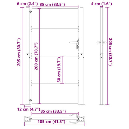 Gartentor 105 X 205 Cm Pulverbeschichteter Stahl